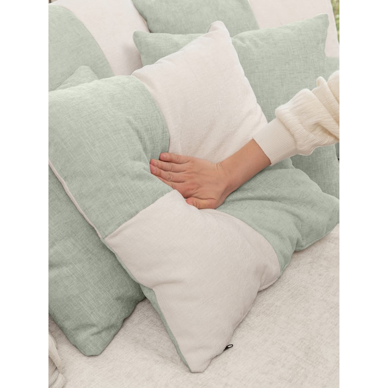 Chenille Oversized Round Barrel Chair with Ottoman, 5 Pillows, and No-Sag Rebound Sponge