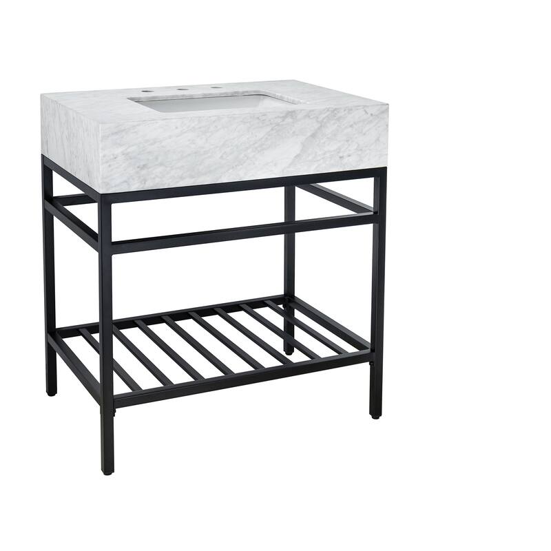 TEHOME Mayana 36'' Free-standing Single Bathroom Vanity with Carrara Marble Vanity Top - Black