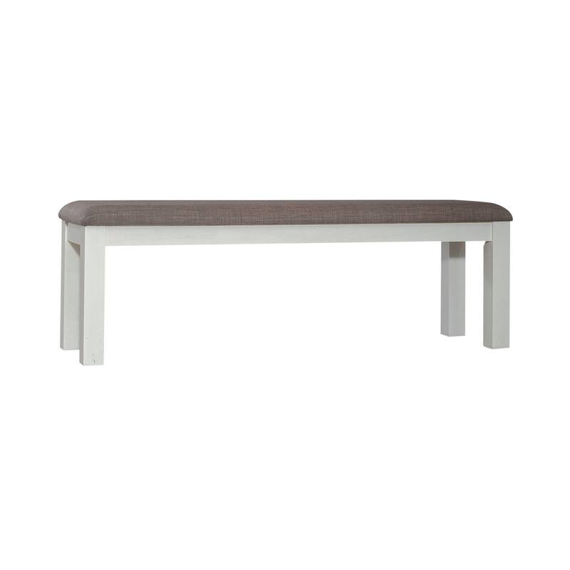 Brook Bay Textured White Carbon Gray Upholstered Dining Bench