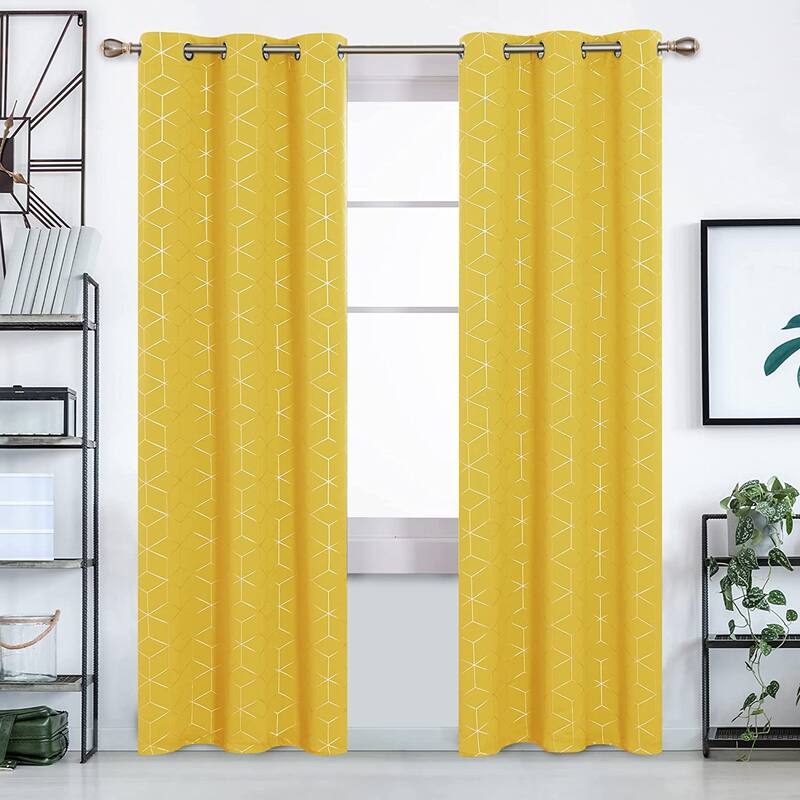 Deconovo Colorful Blackout Gold Honeycomb Curtains 42 Width(2 Panel)