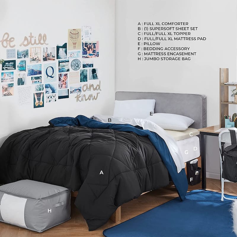 The Premium - Top 11 Dorm Bedding Necessities Package - Full Size