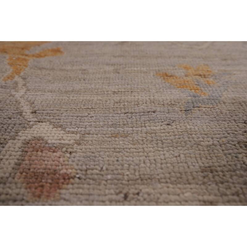 Vegetable Dye Beige Oushak Turkish Rug Hand-Knotted Wool Carpet - 8'1" x 9'8"