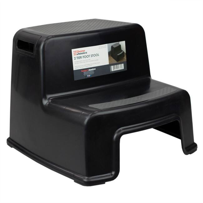 2 Step Plastic Stool with Slip-Resistant Rubber Top and Grip Handles