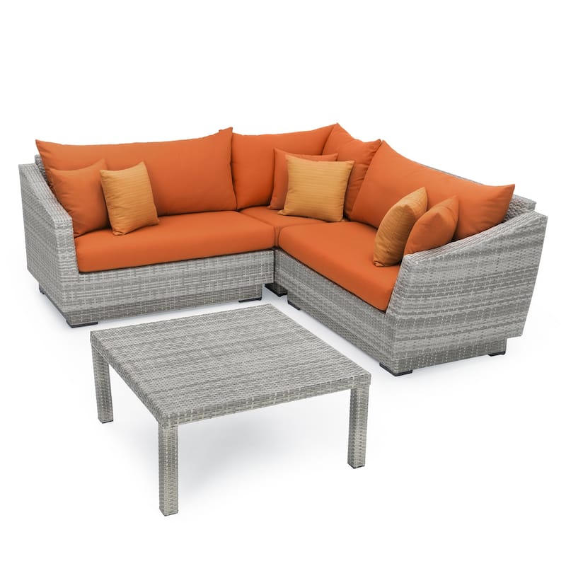 Cannes 4 Piece Sunbrella Outdoor Patio Sectional & Table