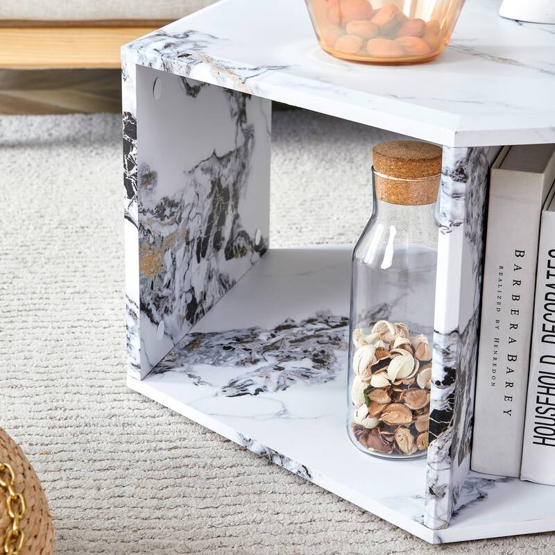 Hexagonal Porous Design Coffee Table Set