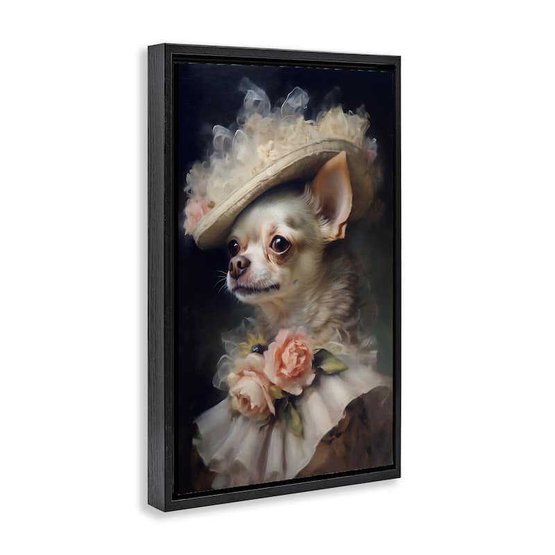 Stupell Classic Fashion Chihuahua Framed Floater Canvas Wall Art Design By Wumples