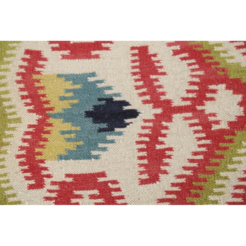 Flat Weave Pile Kilim Reversible Area Rug Hand-Knotted Wool Carpet - 4'10"x 7'10"