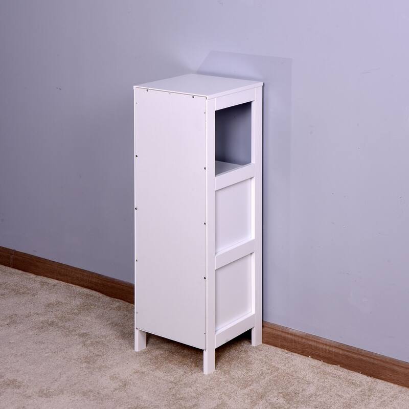 White Bathroom Storage Cabinet, Freestanding Cabinet with Drawers