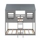 preview thumbnail 4 of 17, Playhouse Design Twin Over Twin Bunk Bed Wood Bed with Roof, Window, Guardrail, Ladder