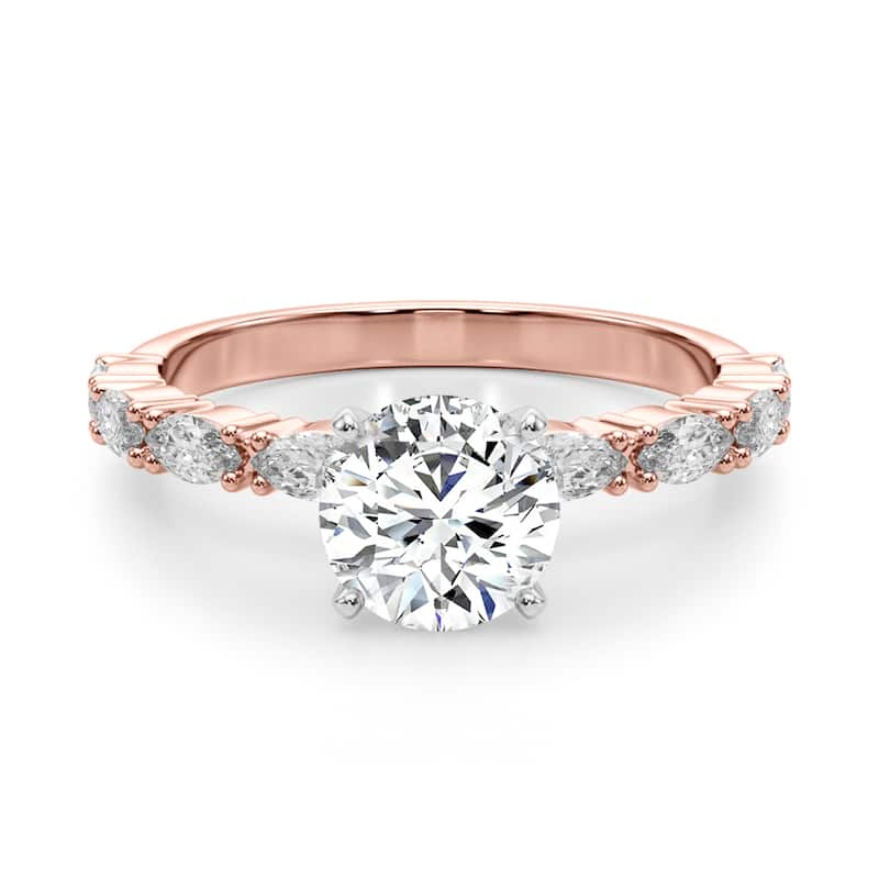 Auriya 14k Rose Gold Lab Grown Round Diamond Engagement Ring 0.50 to 5.00 ct. tw. (F-G VS)