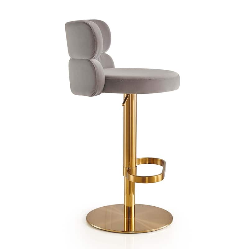 Modern Velvet Bar Stool with Height Adjustment and 360-Degree Swivel