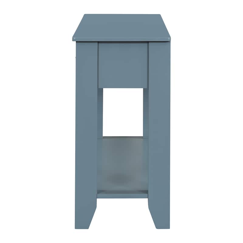 55.4" Modern Entryway Console Table With Three Storage Drawers,Sideboard With Poplar Legs And Metal Handles,Narrow Sofa Table
