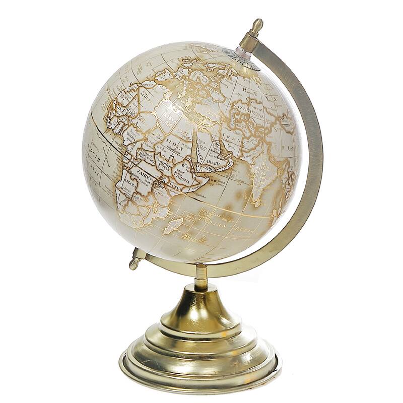 8" Decorative Gold Globe With Stand