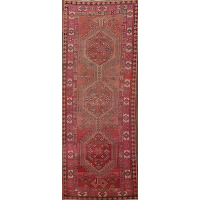 Ardebil Persian Vintage Runner Rug Handmade Hallway Wool Carpet - 3'6" x 10'3"
