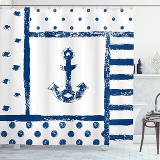 Ambesonne Duschvorhang 'Anchor & Skull' – 170x190 Cm, Polyester, Wasserfest, Mit Haken