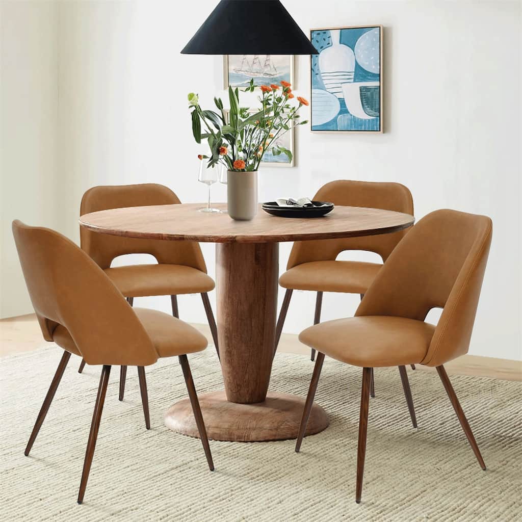 Modern Cutout Back Dining Chair with gFaux Leather (Set of 4)