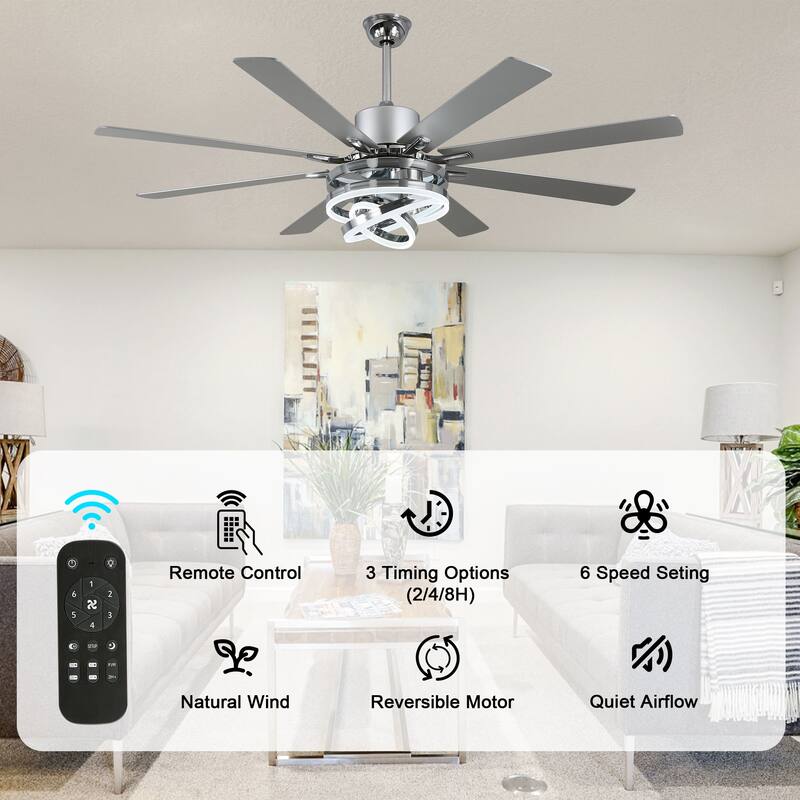 Bella Depot 72" Gold Large Ceiling Fan with Light and Remote