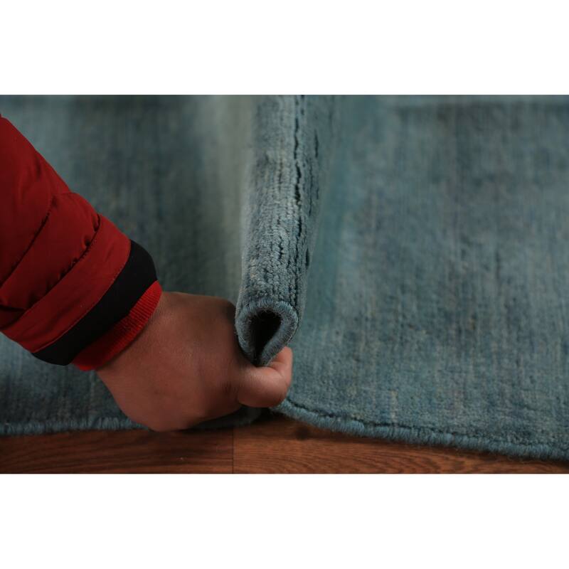 Light Blue Gabbeh Oriental Area Rug Hand-Knotted Wool Carpet - 6'0" x 8'10"