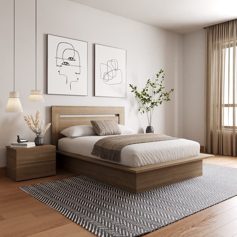 Malibu 3-Piece Bedroom Set with Bed, Headboard, and Nightstand