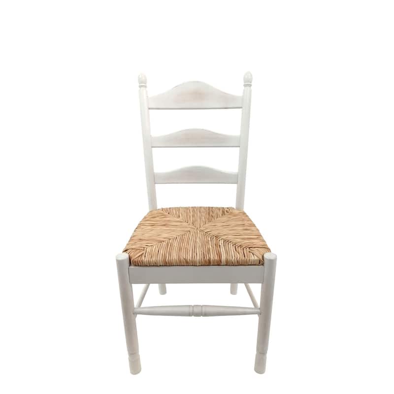 Woven Seat Solid Ladder Back Dining Chair - 38" - White