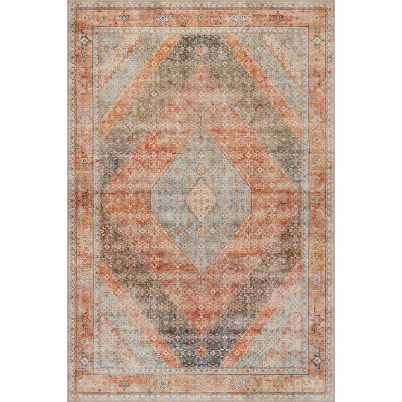 Nuloom Junali Medallion Washable Area Rug - 9' x 12' - Coral - Rectangle