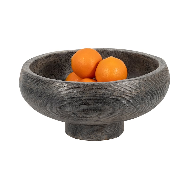 Sagebrook House Terracotta, 14" Etched Bowl On Stand, Multi, Round, 7"H, Solid Color - 14" x 14" x 7"