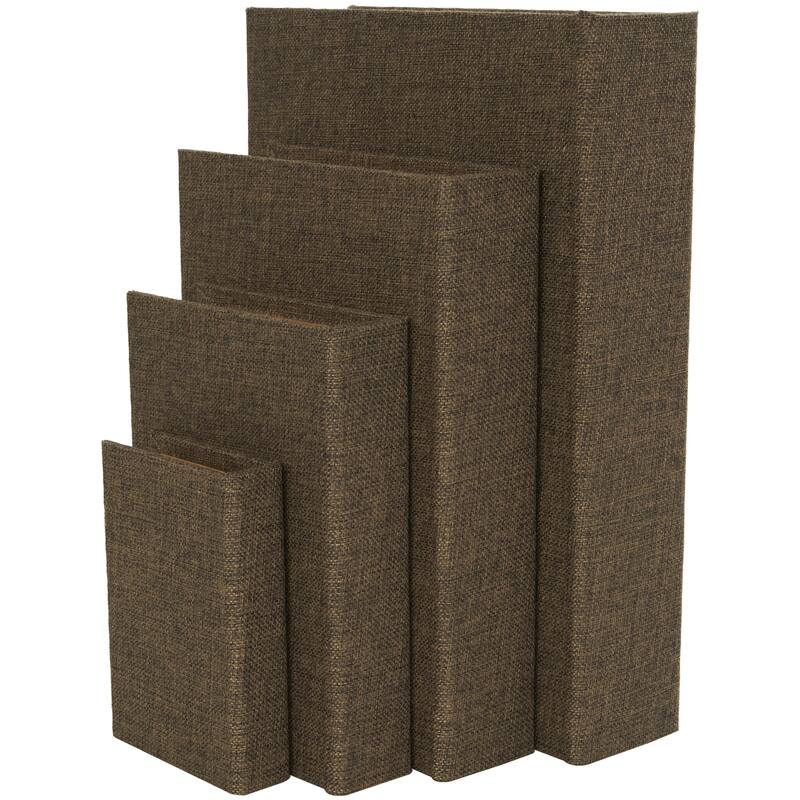 Roche River Decor - Linen Fabric Chevron Patterned or Texxtured Faux Book Storage Box - Set of 3 or 4 Multi-Colored