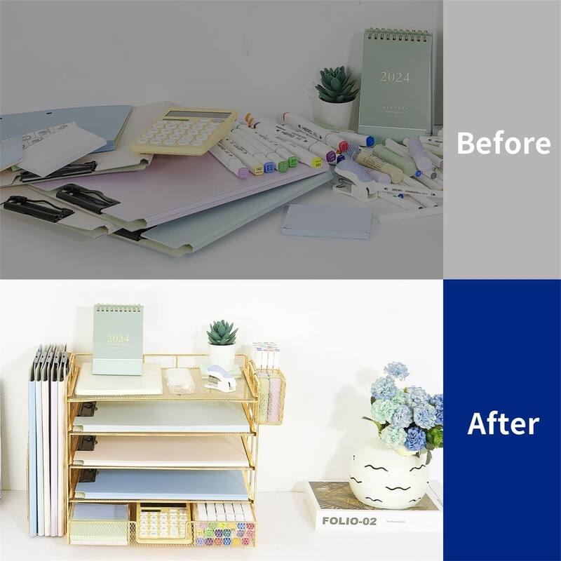 5 Tier Desk Accessories & Workspace Desk - 16.15"D x 9.45"W x 11.25"H