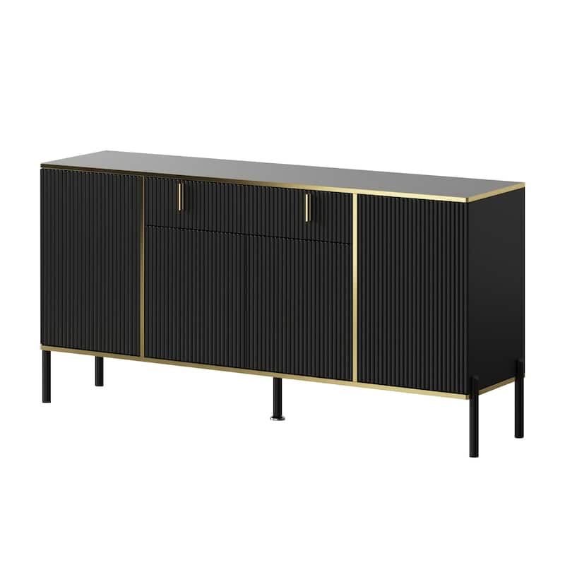 Timechee 4 Doors Kitchen Sideboard 2 Top Drawers Accent Storage Cabinet