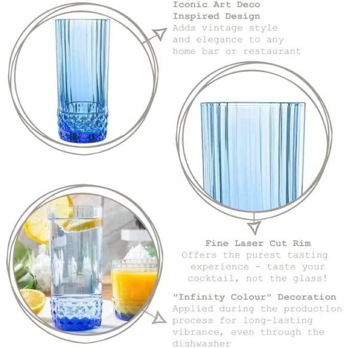 Bormioli Rocco Set of 6 America'20 Cooler Tempered Glass - 48 cl