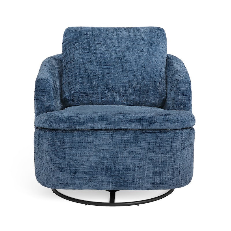 360°Swivel Accent Chair, Swivel Barrel Chair, Modern Chenille Round Accent Chairs With Armrests And Rotating Base