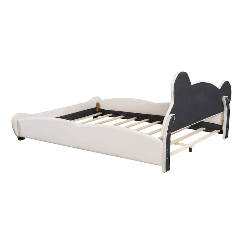 Adorable Twin Size Bear-Shaped Platform Bed with Storage Pockets