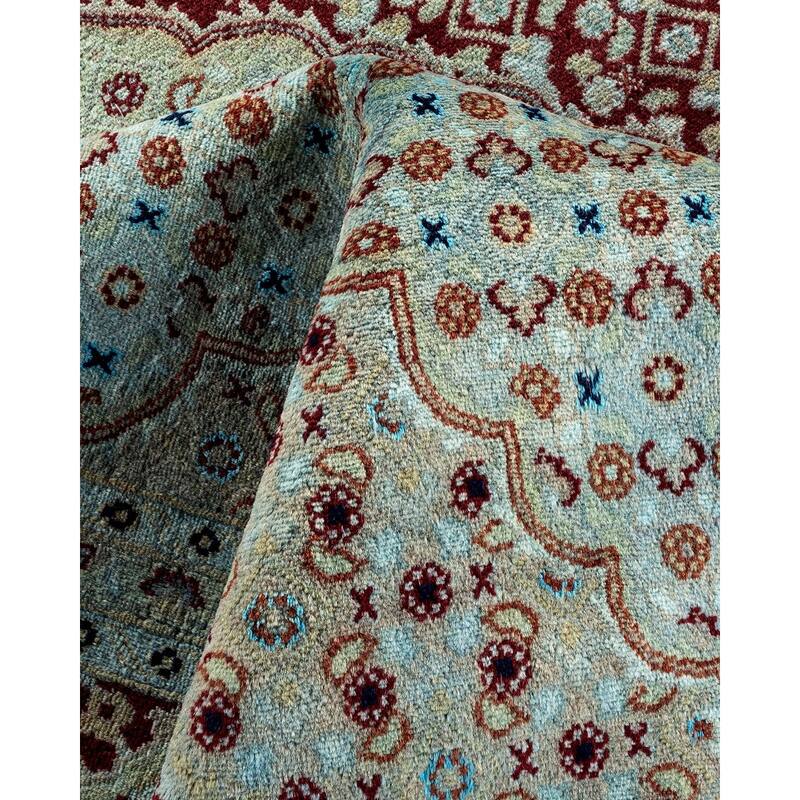 Overton Hand Knotted Wool Vintage Inspired Modern Contemporary Overdyed Blue Area Rug - 8' 1" x 10' 4"
