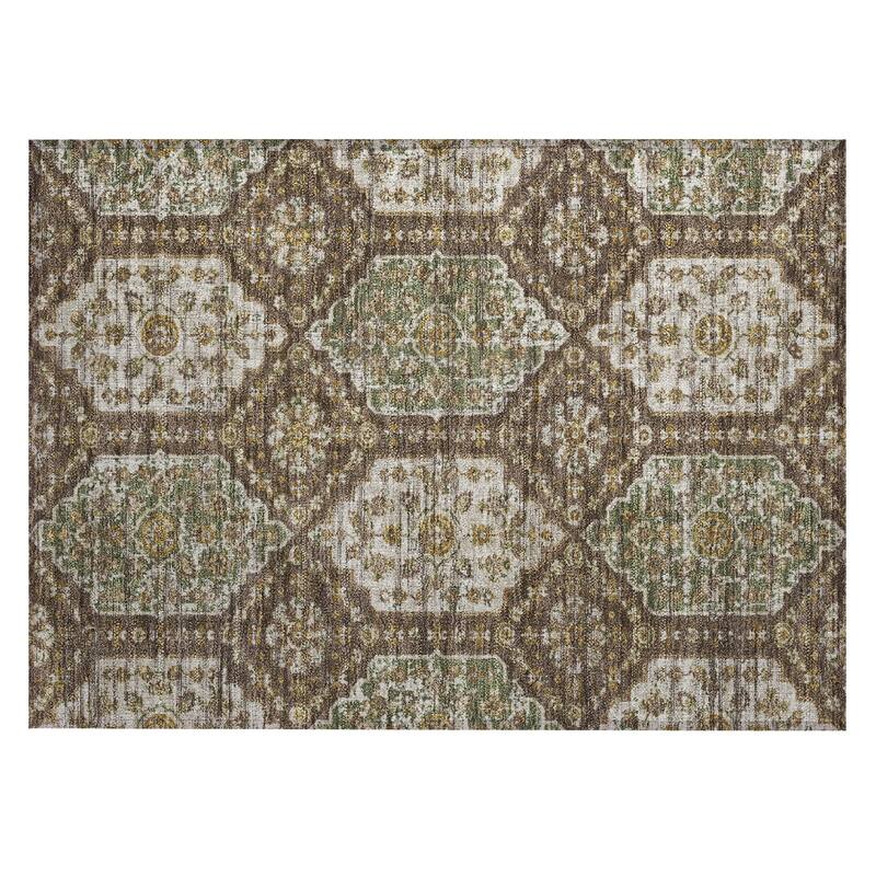 Machine Washable Indoor/ Outdoor Traditional Kiowa Chantille Rug