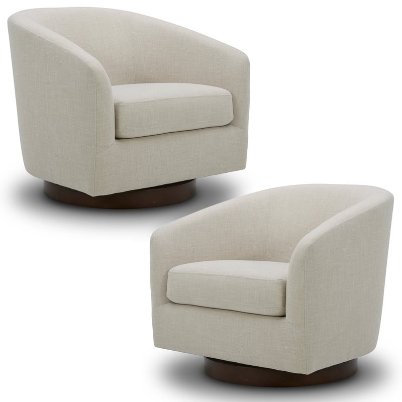 Spruce & Spring Liam Swivel Accent Chair - Set of 2 - Linen-Fabric