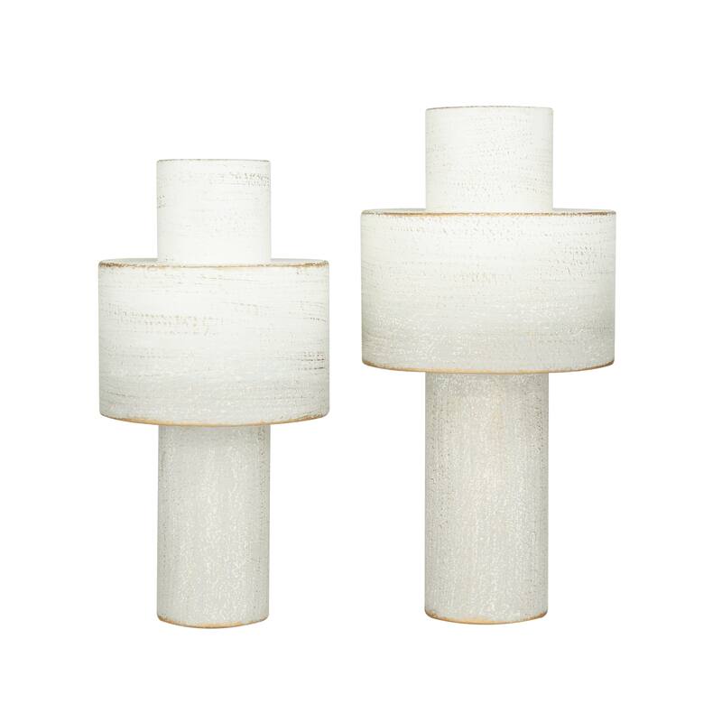 CosmoLiving by Cosmopolitan White Metal Decorative Vase (Set of 2)