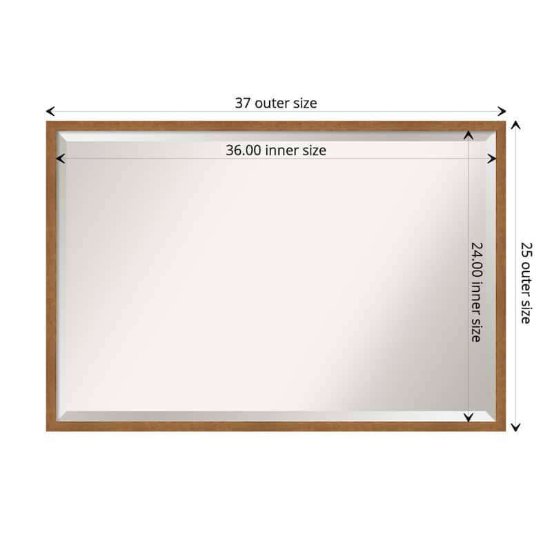 Beveled Wood Bathroom Wall Mirror - Carlisle Blonde Narrow Frame - Carlisle Blonde Narrow - Outer Size: 37 x 25 in