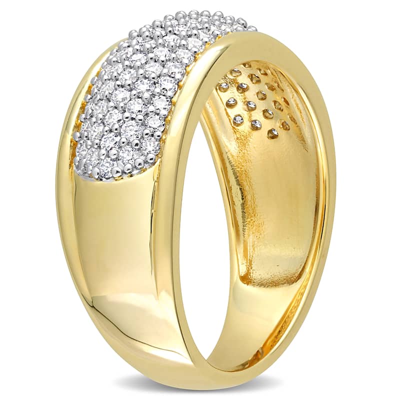 Miadora 3/4ct DEW Created Moissanite Semi-Eternity Ring in Yellow Plated Sterling Silver
