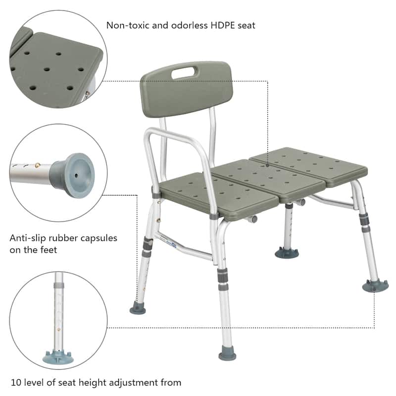 3 Blow Molding Plates Aluminium Alloy Elderly Bath Chair