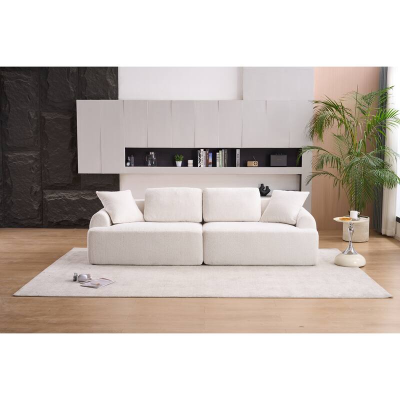 103.15" Fabric Classic 4-Seater Sofa with 4 Pillows - Beige