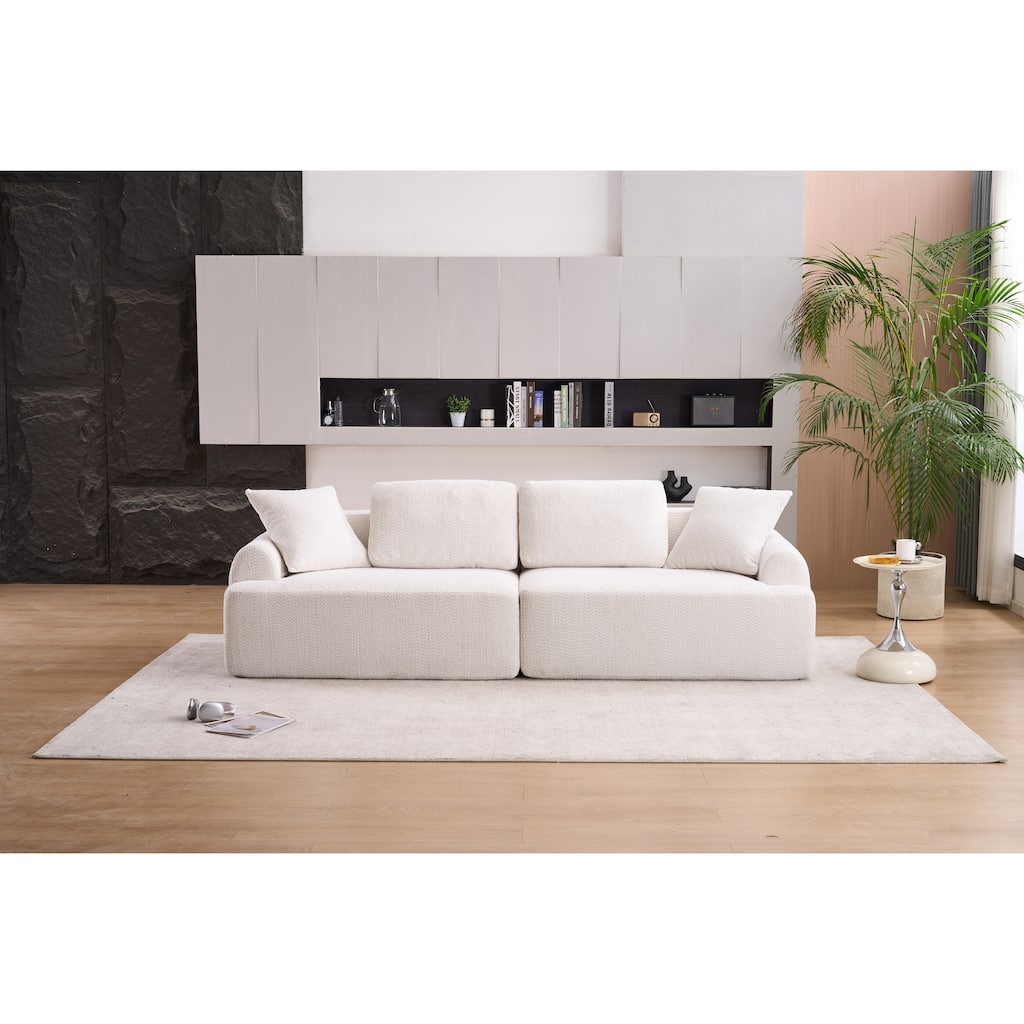 4-Seater Crochet Yarn Fabric Full Sponge Compression Combined Sofa with 4 Pillows