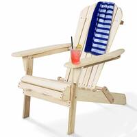 Costway Foldable Fir Wood Adirondack Chair Patio Deck Garden Outdoor
