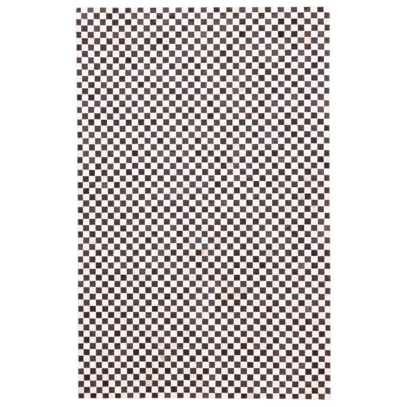 ECARPETGALLERY Handmade Cowhide Patchwork Black, Cream Leather Rug - 5'1 x 8'0