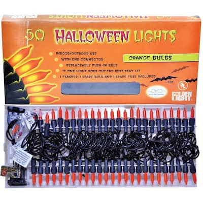 Mini Halloween Light Set - Orange - 50ct
