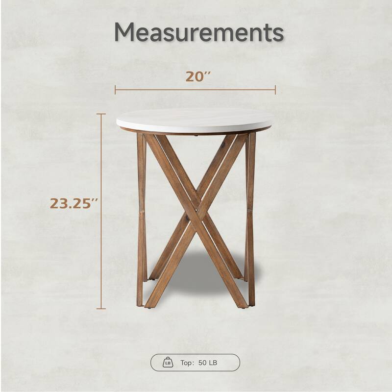 COZAYH Pedestal Farmhouse End Table, Distressed Top with Base for Modern Farmhouse, Boho Decor, Round