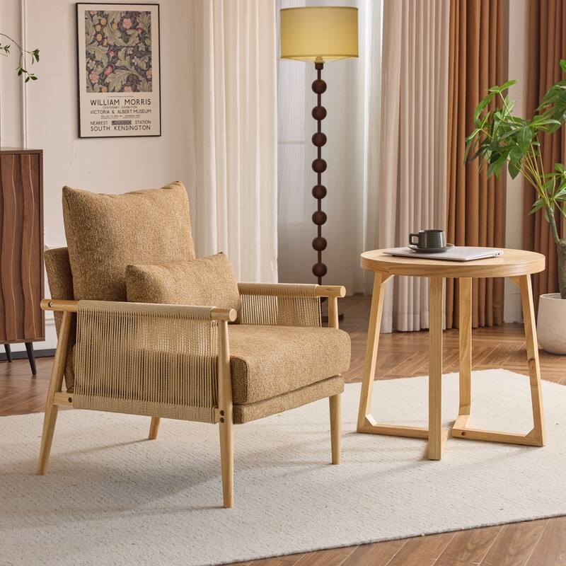 Chenille Accent Chair with Pillow