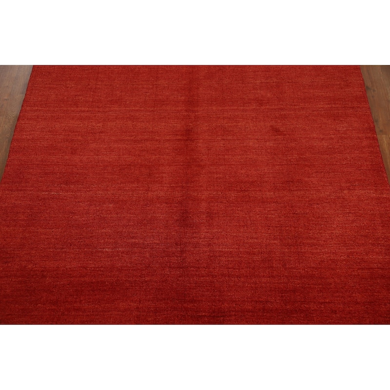 Orange Gabbeh Indian Area Rug Hand-Knotted Oriental Tribal Wool Carpet - 4'11" x 7'10"