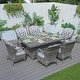 preview thumbnail 12 of 15, Outdoor Wicker Patio Rectangle Gas Fire Pit Table Set with 6 Chairs by Moda Furnishings (Including Rain Cover) Grey