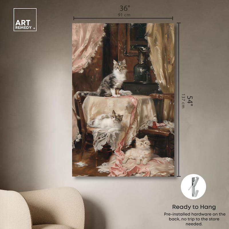 Kittens at the Table Canvas by Art Remedy, Gallery Wrapped