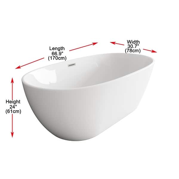 dimension image slide 11 of 16, Adler Soaking Bathtub in Glossy White